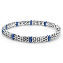 Online Six Station Diamond Caviar Bracelet | 6Mm Silver
