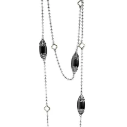 Best Sale Six Station Onyx Necklace Two-Tone