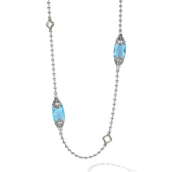Cheap Six Station Swiss Blue Topaz Necklace Two-Tone