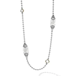 New Six Station White Topaz Necklace Two-Tone