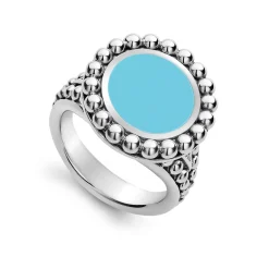 Hot Small Caviar Circle Ceramic Ring Silver