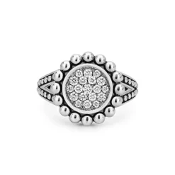 Outlet Small Caviar Circle Diamond Ring Diamonds
