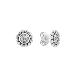 Best Small Caviar Circle Diamond Earrings Silver
