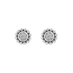 Best Small Caviar Circle Diamond Earrings Silver