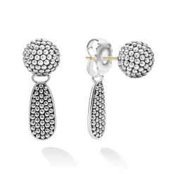 New Small Caviar Drop Earring Backs Silver