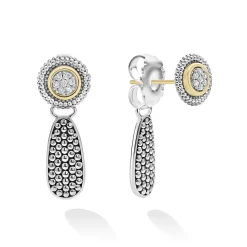 New Small Caviar Drop Earring Backs Silver