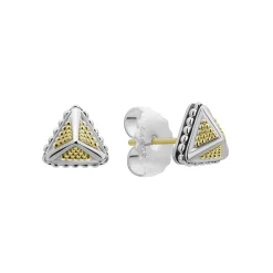 Cheap Small Caviar Pyramid Stud Earrings Two-Tone