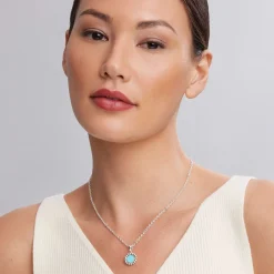 Fashion Small Ceramic Circle Pendant Necklace Gemstones