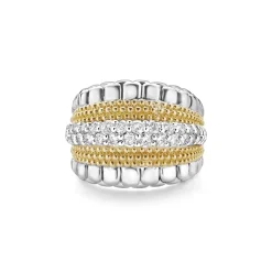 Hot Small Diamond Statement Ring Two-Tone