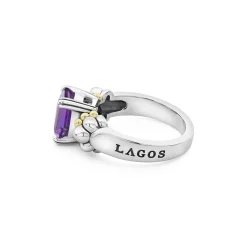 Discount Small Emerald-Cut Amethyst Ring Two-Tone