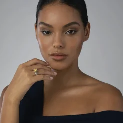 Best Sale Small Emerald-Cut Citrine Ring Two-Tone