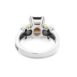 Online Small Emerald-Cut Smokey Quartz Ring Two-Tone