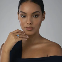 Best Sale Small Emerald-Cut Swiss Blue Topaz Ring Gemstones