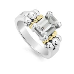 Best Small Emerald-Cut White Topaz Ring Caviar Rings