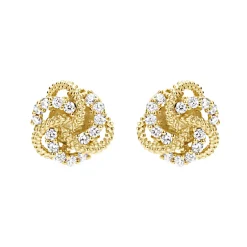 Store Small 18K Gold Love Knot Diamond Earrings Stud Earrings