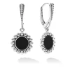 Store Small Onyx Circle Drop Earrings Silver