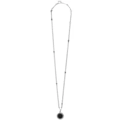 Cheap Small Onyx Circle Pendant Necklace Silver
