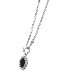 Cheap Small Onyx Circle Pendant Necklace Silver