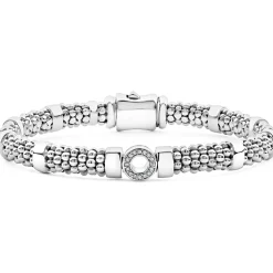 Cheap Small Single Station Diamond Circle Caviar Bracelet | 6Mm Diamonds