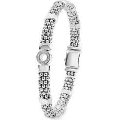 Cheap Small Single Station Diamond Circle Caviar Bracelet | 6Mm Diamonds