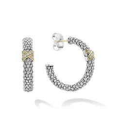 Online Small X Diamond Caviar Hoop Earrings Diamonds