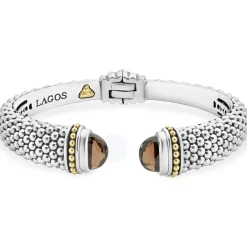 Hot Smokey Quartz Cuff Bracelet | 12Mm Gemstones