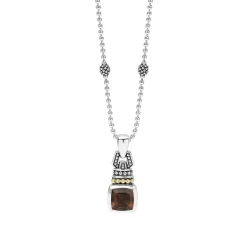 Store Smokey Quartz Gemstone Pendant Necklace Two-Tone