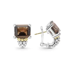 Shop Smokey Quartz Huggie Earring Two-Tone