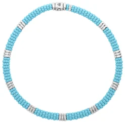 Cheap Smooth Silver Station Ceramic Beaded Necklace Silver