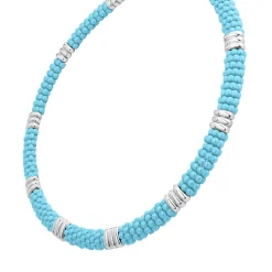 Cheap Smooth Silver Station Ceramic Beaded Necklace Silver