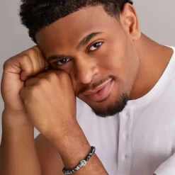 Clearance Snowflake Obsidian Skull Bracelet Silver