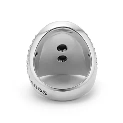 Hot Statement Black Agate Oval Band Ring Rings