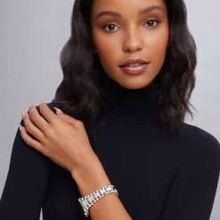 Discount Sterling Silver Half Diamond Watch Bracelet-42-49Mm Silver