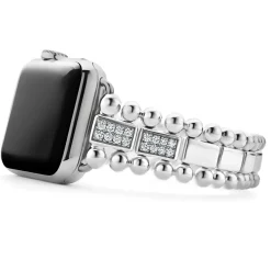 Fashion Sterling Silver Half Diamond Watch Bracelet-38-45Mm Watch Bracelets