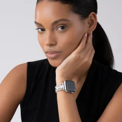 Fashion Sterling Silver Half Diamond Watch Bracelet-38-45Mm Watch Bracelets