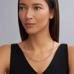 Clearance Sterling Silver Link Necklace Silver