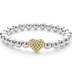 Best Sale Stretch Gold Heart Bead Bracelet Two-Tone