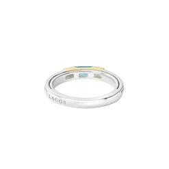 Fashion Swiss Blue Topaz And Diamond Stacking Ring Two-Tone