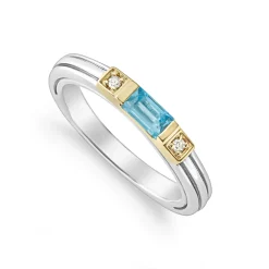 Discount Swiss Blue Topaz And Diamond Stacking Ring Gemstones