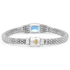 Hot Swiss Blue Topaz Caviar Bracelet | 6Mm Two-Tone