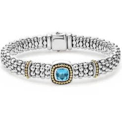 Cheap Swiss Blue Topaz Caviar Bracelet | 9Mm Two-Tone