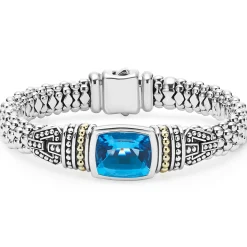 Discount Swiss Blue Topaz Caviar Bracelet | 9Mm Two-Tone