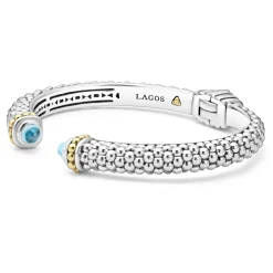 Clearance Swiss Blue Topaz Cuff Bracelet | 8Mm Two-Tone