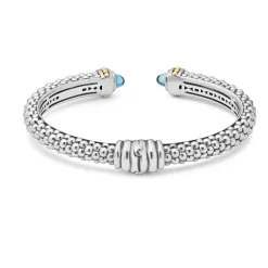 Clearance Swiss Blue Topaz Cuff Bracelet | 8Mm Two-Tone