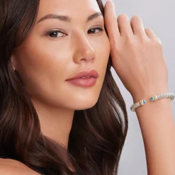 Fashion Swiss Blue Topaz Cuff Bracelet | 8Mm Gemstones