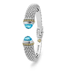 Best Swiss Blue Topaz Cuff Bracelet | 12Mm Two-Tone