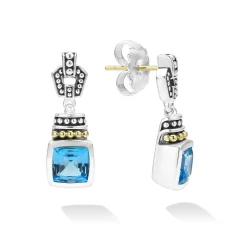Cheap Swiss Blue Topaz Drop Earrings Two-Tone
