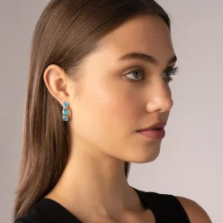 Best Sale Swiss Blue Topaz Hoop Earrings Gemstones