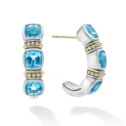 Best Sale Swiss Blue Topaz Hoop Earrings Gemstones