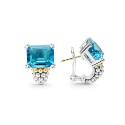 Store Swiss Blue Topaz Huggie Earring Gemstones